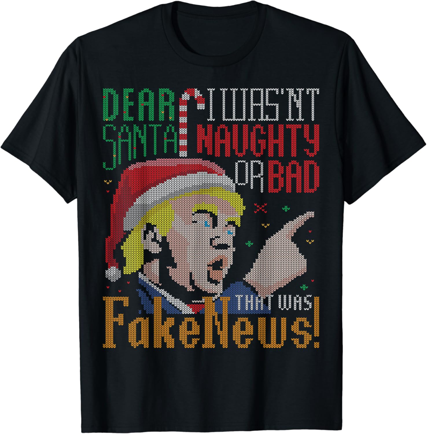 Fake News US President Donald Trump Ugly Christmas Sweater TShirt Trump Ugly Christmas Sweaters